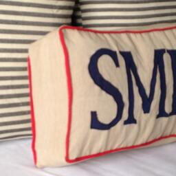 Applique Monogram Pillow Cover, Personalized Baby Room Decor, Dorm Gift For Grand Daughter - thumbnail 3