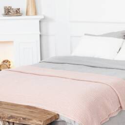 Linen Waffle Throw Blanket, Picnic Organic Stonewashed Linen Summer Rustic Valentines Day Gift - thumbnail 2