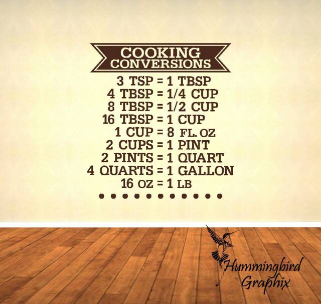 Cooking Conversions Vinyl Wall Decal Kitchen Art Sticker - image 1