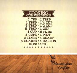 Cooking Conversions Vinyl Wall Decal Kitchen Art Sticker - thumbnail 1