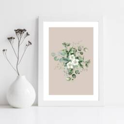 Set Of 3 Unframed Sage Green Floral Prints, Beige & Botanical Wall Art Living Room Posters, Bedroom Flower Pictures - thumbnail 2