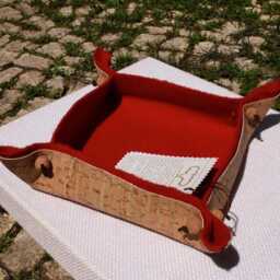Cork & Felted Wool Valet Tray. Pocket Emptier in Orange, Red Or Mustard. Catchall Handmade Portugal - Keep The Keys Phone - thumbnail 1