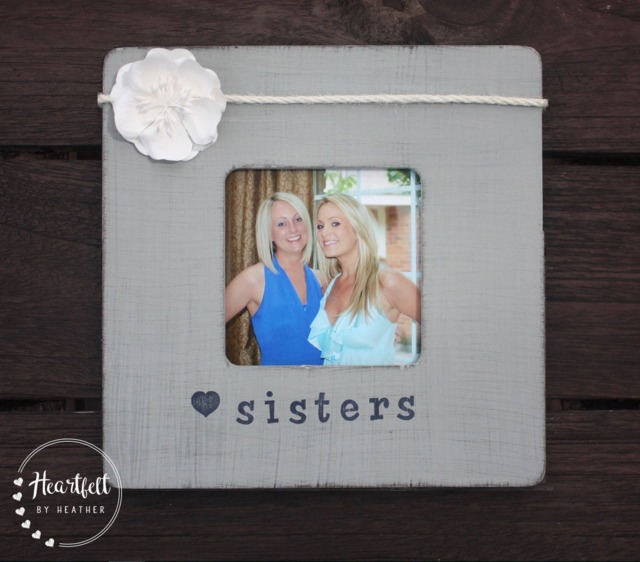 Personalized Sister Picture Frame, Rustic Hand-Painted Christmas Gift - image 1