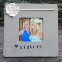 Personalized Sister Picture Frame, Rustic Hand-Painted Christmas Gift - thumbnail 2