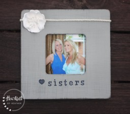 Personalized Sister Picture Frame, Rustic Hand-Painted Christmas Gift - thumbnail 1