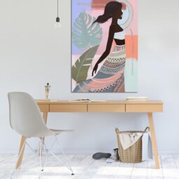 Boho Woman Wall Art - Minimalist Female Silhouette Canvas - thumbnail 2