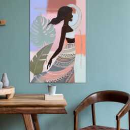 Boho Woman Wall Art - Minimalist Female Silhouette Canvas - thumbnail 3