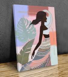 Boho Woman Wall Art - Minimalist Female Silhouette Canvas - thumbnail 1