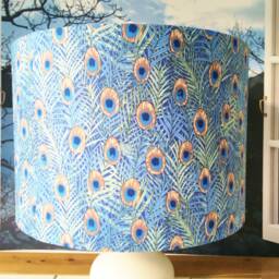 Peacock Feather Lampshade Art Nouveau Style, Blue & Green - thumbnail 2