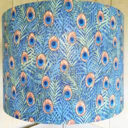 Peacock Feather Lampshade Art Nouveau Style, Blue & Green - thumbnail 1