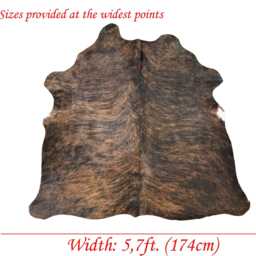 Medium/Large Sized Brindle Genuine Cowhide Rug, Hair On Hide, Sold As Seen - thumbnail 3
