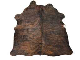 Medium/Large Sized Brindle Genuine Cowhide Rug, Hair On Hide, Sold As Seen - thumbnail 1