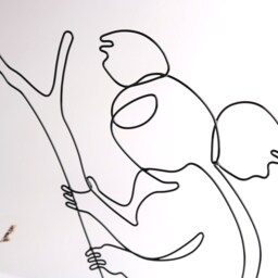 Handmade Wire Koala Sculpture Abstract Metal Art On Concrete Base - thumbnail 4