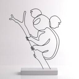 Handmade Wire Koala Sculpture Abstract Metal Art On Concrete Base - thumbnail 2