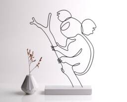 Handmade Wire Koala Sculpture Abstract Metal Art On Concrete Base