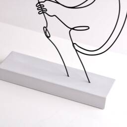 Handmade Wire Koala Sculpture Abstract Metal Art On Concrete Base - thumbnail 3