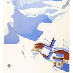 Austria Print Snowy Mountain Vintage Ski Travel Poster - thumbnail 3