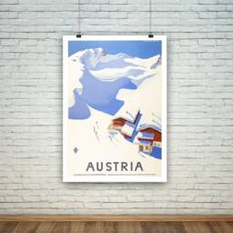 Austria Print Snowy Mountain Vintage Ski Travel Poster - thumbnail 2