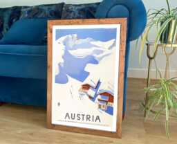 Austria Print Snowy Mountain Vintage Ski Travel Poster - thumbnail 1
