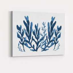Blue Watercolour Seaweed Botanical Coastal Illustration Canvas Wall Art Print Decor Picture Ready To Hang - thumbnail 4
