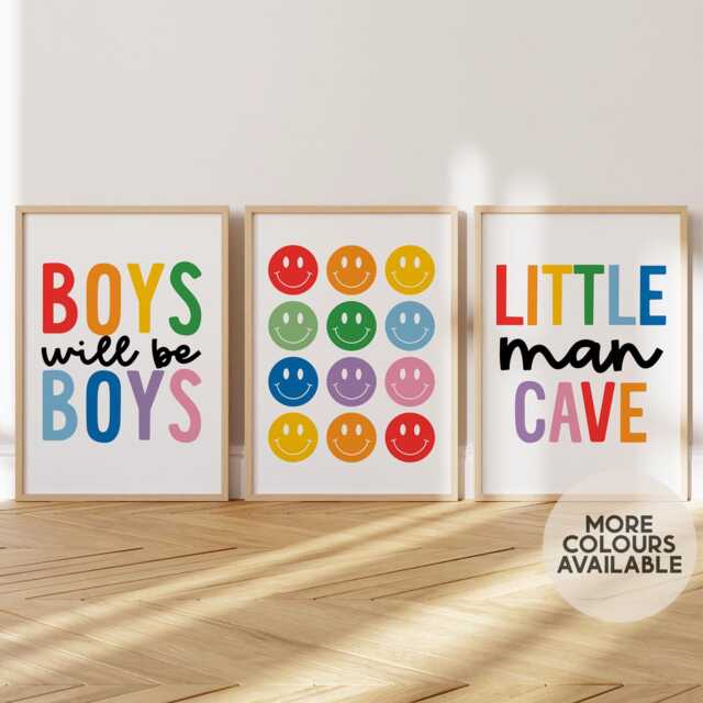 Boys Print Set -- Will Be Print, Little Man Cave Cool Prints, Playroom, Brothers Bedroom, Unframed - image 1