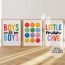 Boys Print Set -- Will Be Print, Little Man Cave Cool Prints, Playroom, Brothers Bedroom, Unframed - thumbnail 1