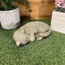 Stone Garden Lying Sleeping Cat Kitten Ornament Memorial Statue - thumbnail 4