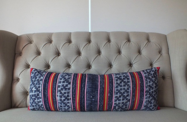 Living Room Hmong Throw Pillows, 12x35, Bolster Pillow Vintage Batik Hemp Cushion Handwoven Fabrics Scatter Cushions Home Decor - image 1