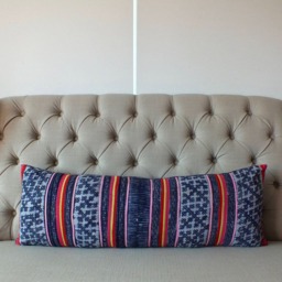 Living Room Hmong Throw Pillows, 12x35, Bolster Pillow Vintage Batik Hemp Cushion Handwoven Fabrics Scatter Cushions Home Decor - thumbnail 3