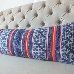 Living Room Hmong Throw Pillows, 12x35, Bolster Pillow Vintage Batik Hemp Cushion Handwoven Fabrics Scatter Cushions Home Decor - thumbnail 4