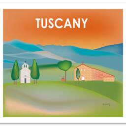 Tuscany Print, The Lone Chapel, Skyline, Italy Art, Canvas, Poster, Italian Landscape Style E8-O-Tus - thumbnail 3