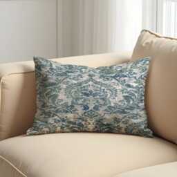Blue Damask Cushion Cover, Classic Ornamental Throw Pillow Cover With Distressed Baroque Pattern, Farmhouse Traditional Living Room&bedroom - thumbnail 3