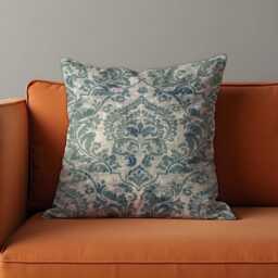 Blue Damask Cushion Cover, Classic Ornamental Throw Pillow Cover With Distressed Baroque Pattern, Farmhouse Traditional Living Room&bedroom - thumbnail 4