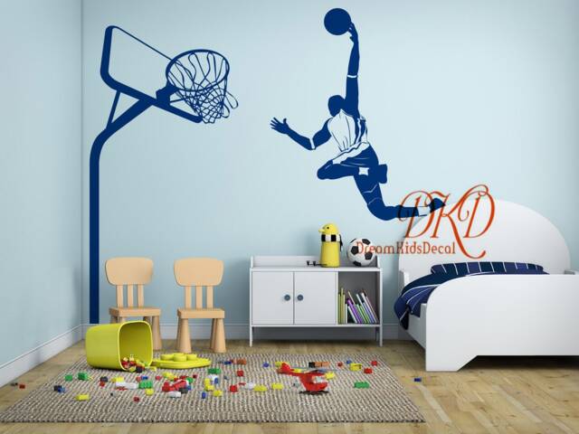 Basketball Wall Decal, Boys Room Decor, Sports, Player Decorative Vinyl Sticker Player Shooting - image 1