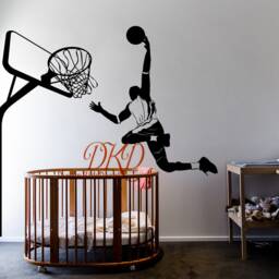 Basketball Wall Decal, Boys Room Decor, Sports, Player Decorative Vinyl Sticker Player Shooting - thumbnail 2