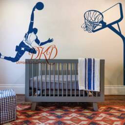 Basketball Wall Decal, Boys Room Decor, Sports, Player Decorative Vinyl Sticker Player Shooting - thumbnail 3