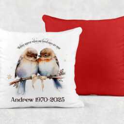 Personalised Christmas Loved Ones Robins Cushion, Ideal Xmas Gift Or Present - thumbnail 2