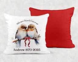 Personalised Christmas Loved Ones Robins Cushion, Ideal Xmas Gift Or Present - thumbnail 1