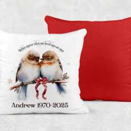 Personalised Christmas Loved Ones Robins Cushion, Ideal Xmas Gift Or Present - thumbnail 3