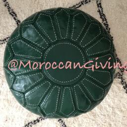 stuffed Moroccan Pouf/Floor Cushions Footstool Berber Pouf Ottoman Leather - thumbnail 4