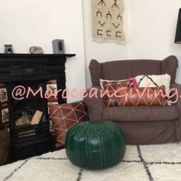 stuffed Moroccan Pouf/Floor Cushions Footstool Berber Pouf Ottoman Leather - thumbnail 2