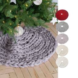 Chunky Knit Christmas Tree Skirt - Farmhouse Style Decor - thumbnail 2