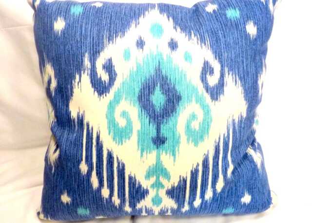 Turquoise, Blue & White Ikat Pillow Covers, Indoor Outdoor Fabric - image 1