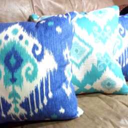 Turquoise, Blue & White Ikat Pillow Covers, Indoor Outdoor Fabric - thumbnail 2