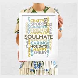 Custom Made Personalised Word Art Print Framing Gift Home Family Friend Birthday Cloud 21 Words Colourful A4 A3 A2 Typography - thumbnail 4