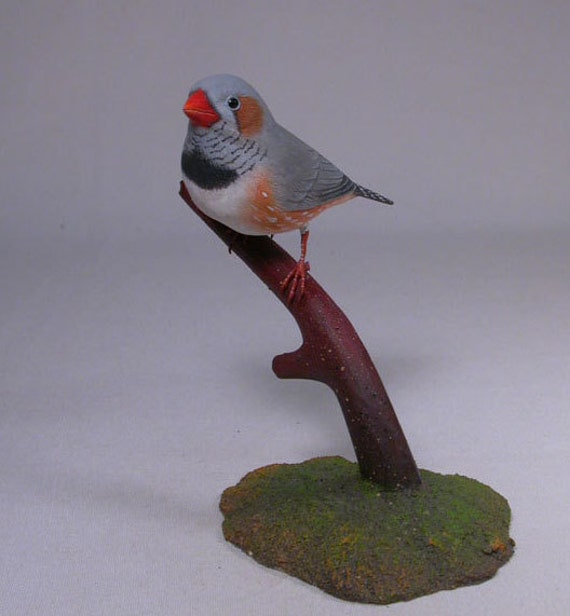 Zebra Finch -1 Hand Carved Wooden Bird