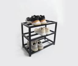 Handmade 3-Tier Metal Shoe Rack, Industrial Entryway Organizer