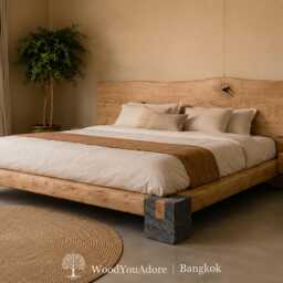 "Solid Oak Bed Frame & Headboard ""Bangkok"