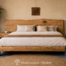 "Solid Oak Bed Frame & Headboard ""Bangkok" - thumbnail 3
