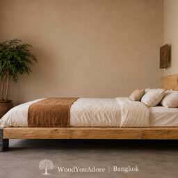 "Solid Oak Bed Frame & Headboard ""Bangkok" - thumbnail 2